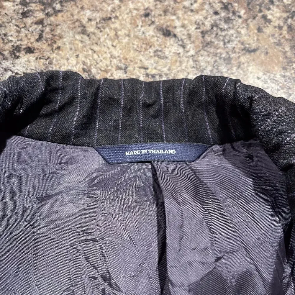 Brooks Brothers Mens Suit Jacket Wool Two Button Stripe Black Purple Size 46R GJ
